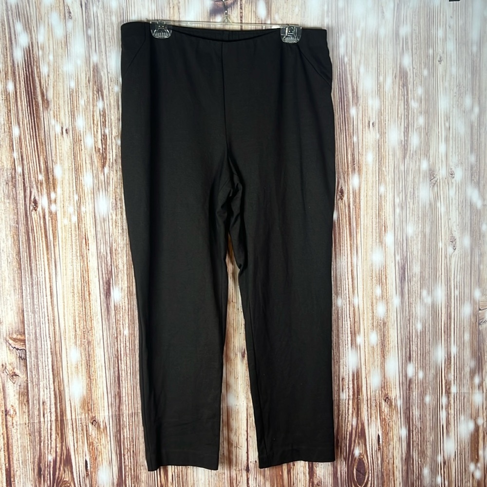J Jill Ponte Slim Leg Dark Brown Pants Large Petite